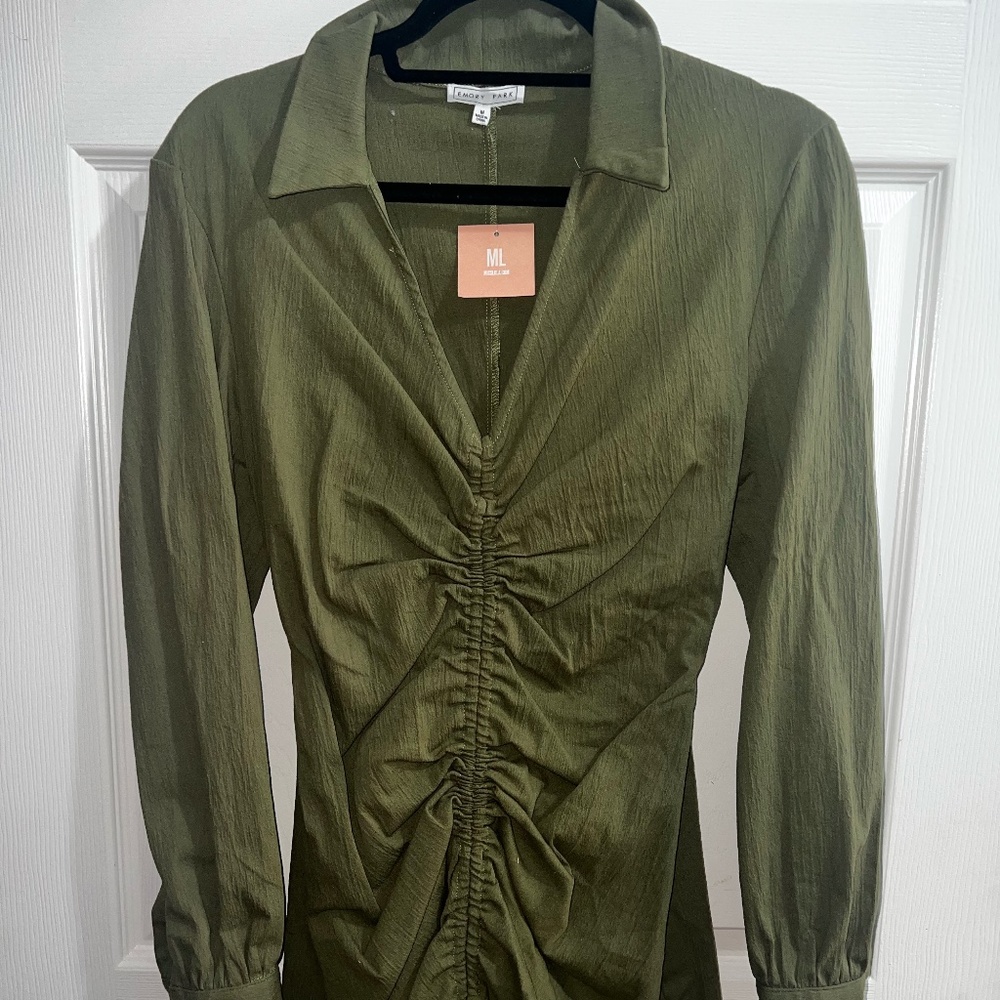 Miss Lola's - Womens Army Green Scrunched Dress